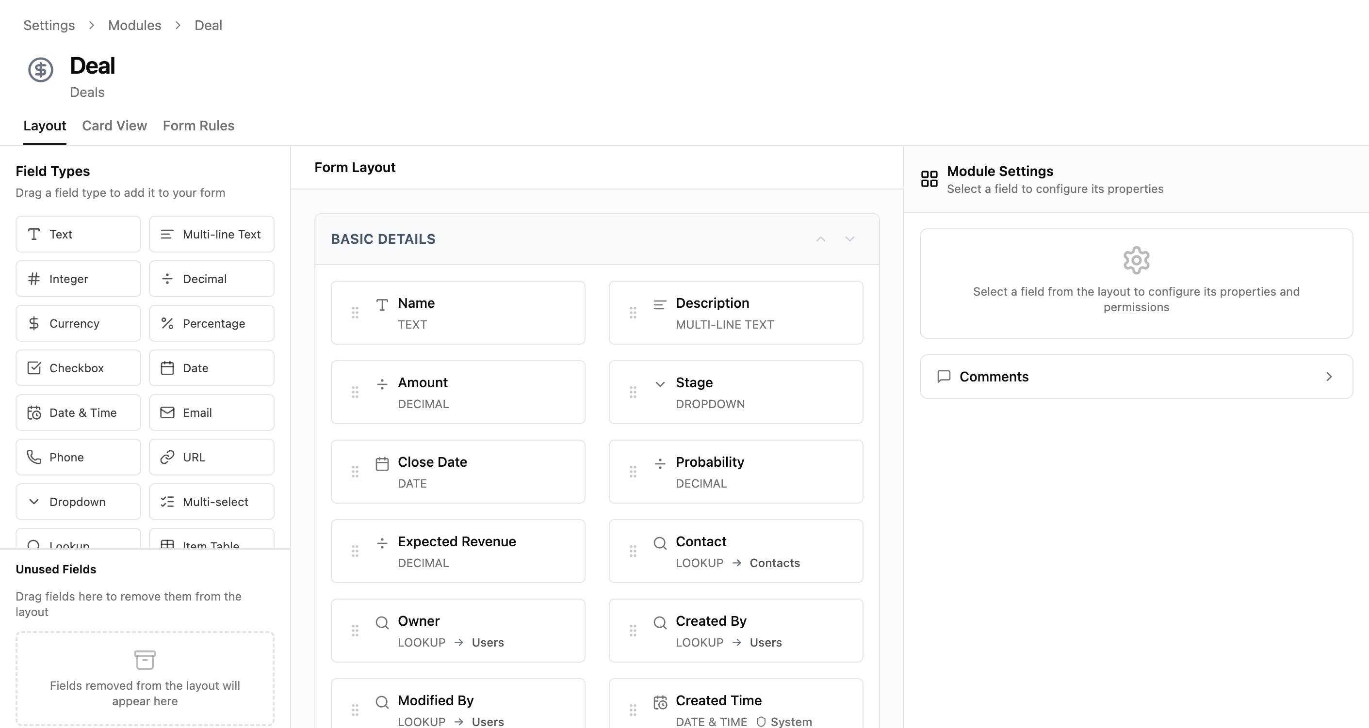 Xtend.One drag-and-drop layout editor with field types and form layout
