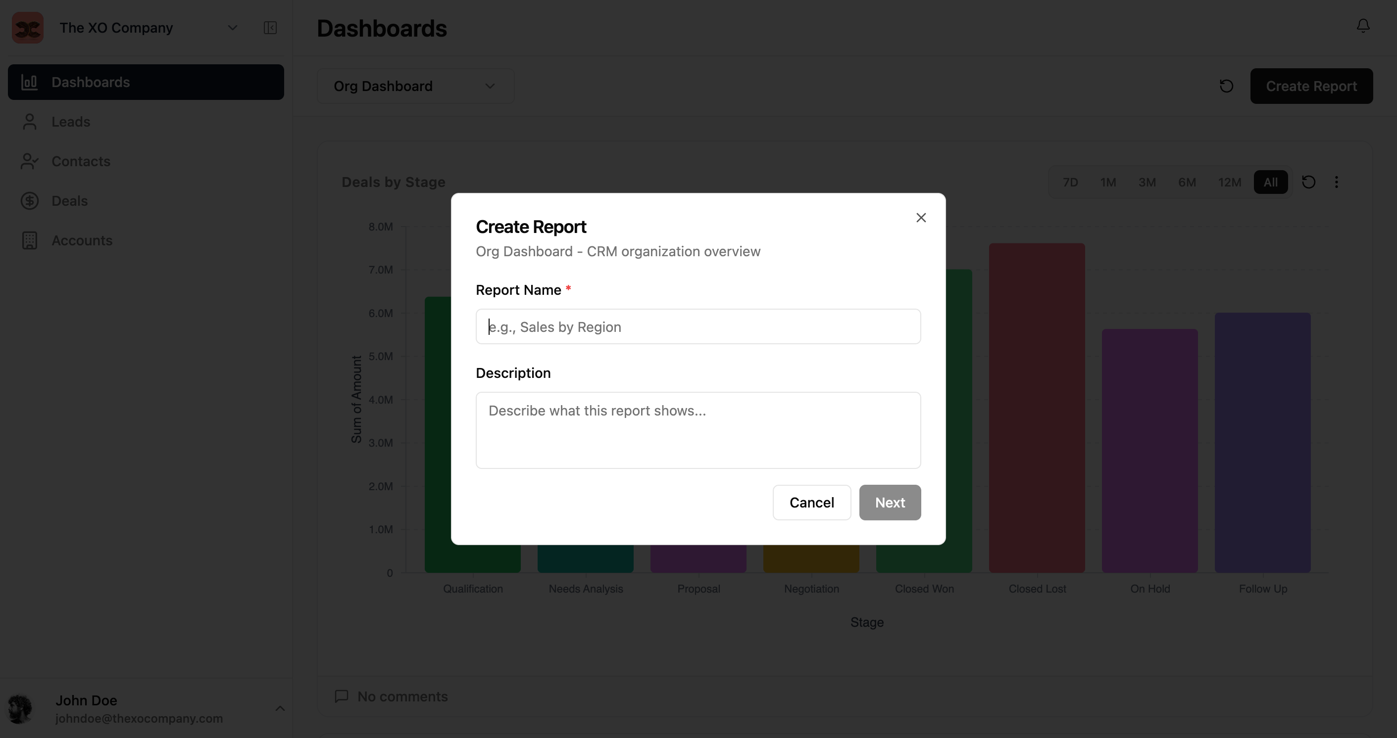 Create Report dialog