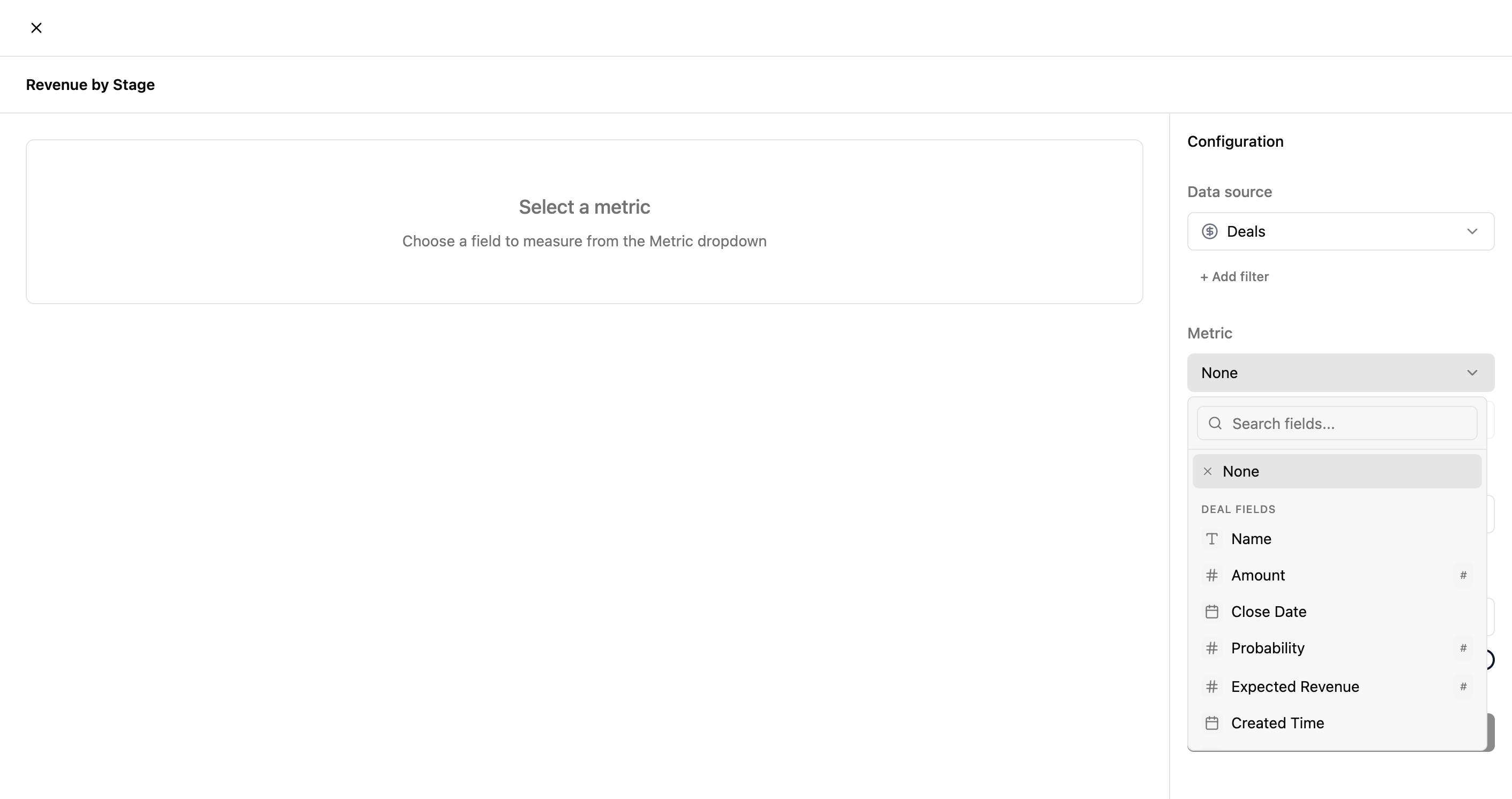 Metric field selector