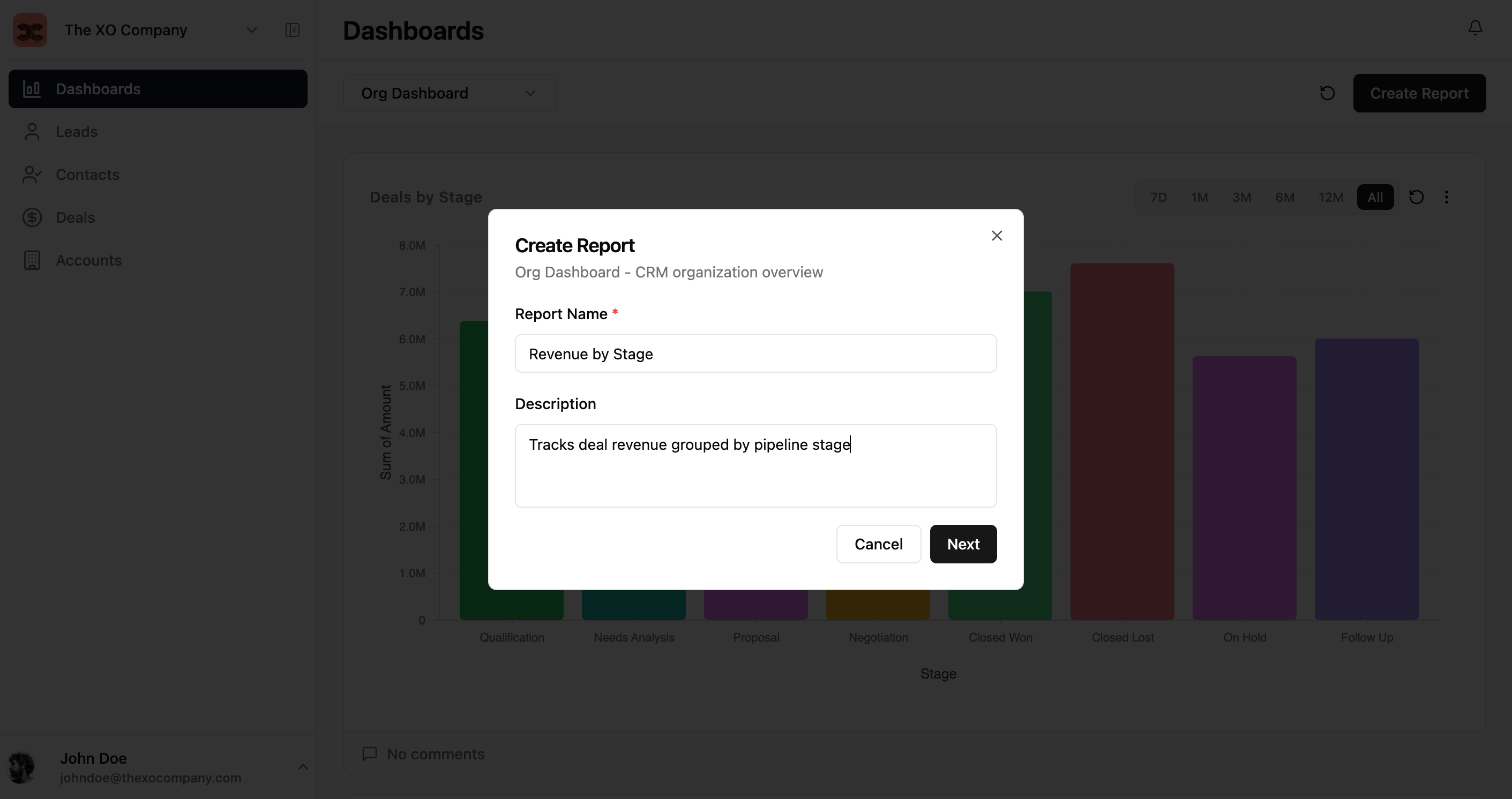 Report name filled in