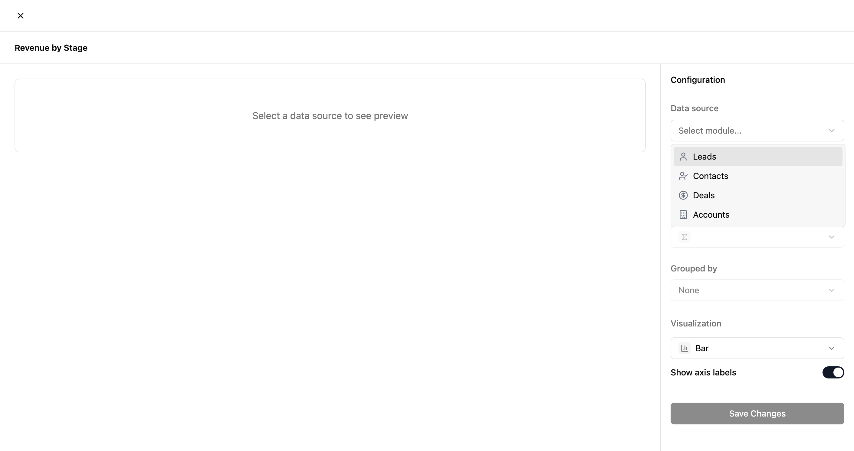 Module selection dropdown