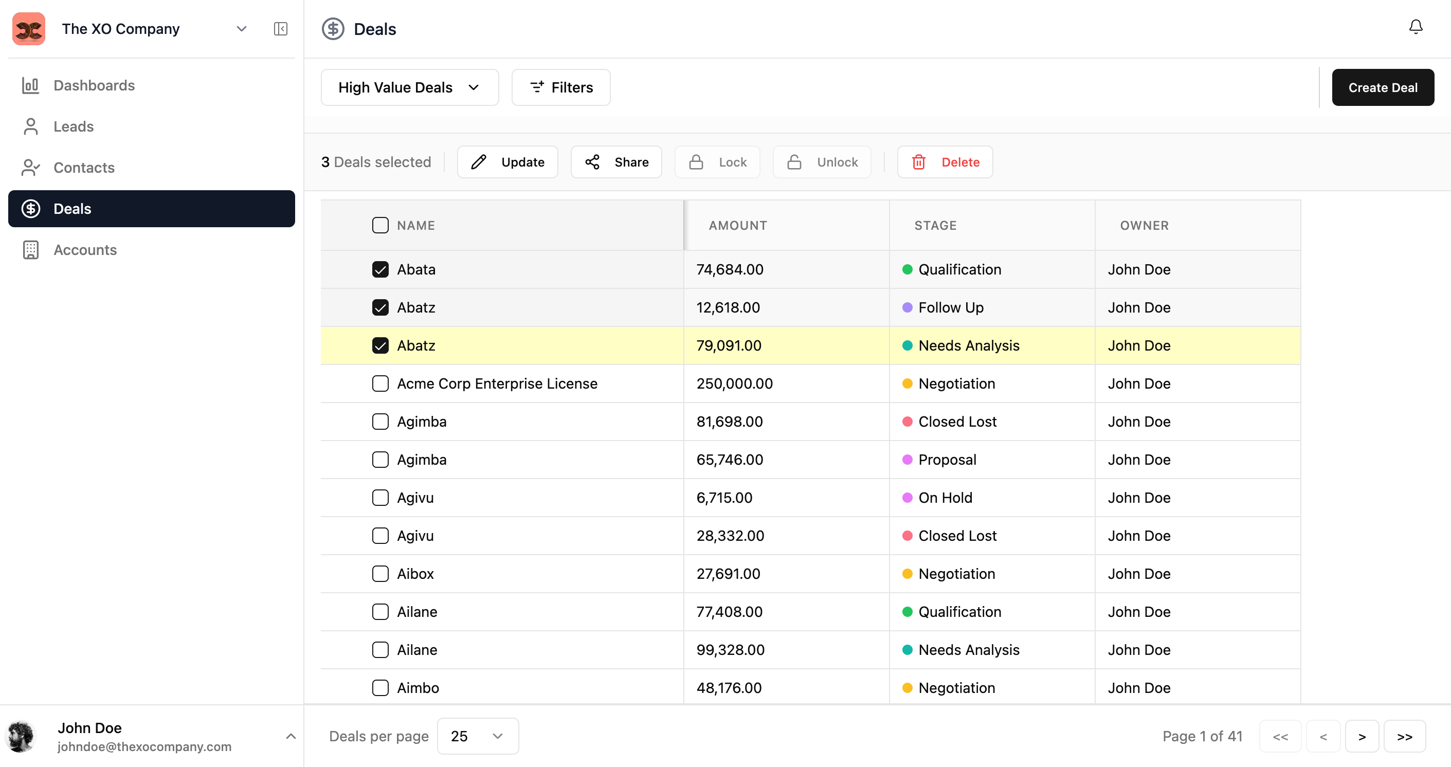 Bulk actions toolbar