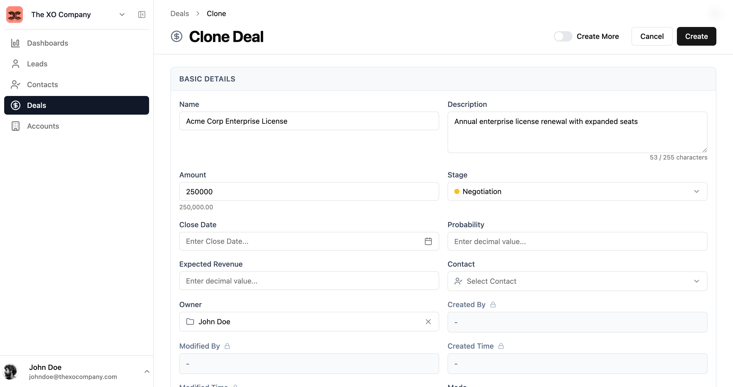 Clone form with pre-filled values
