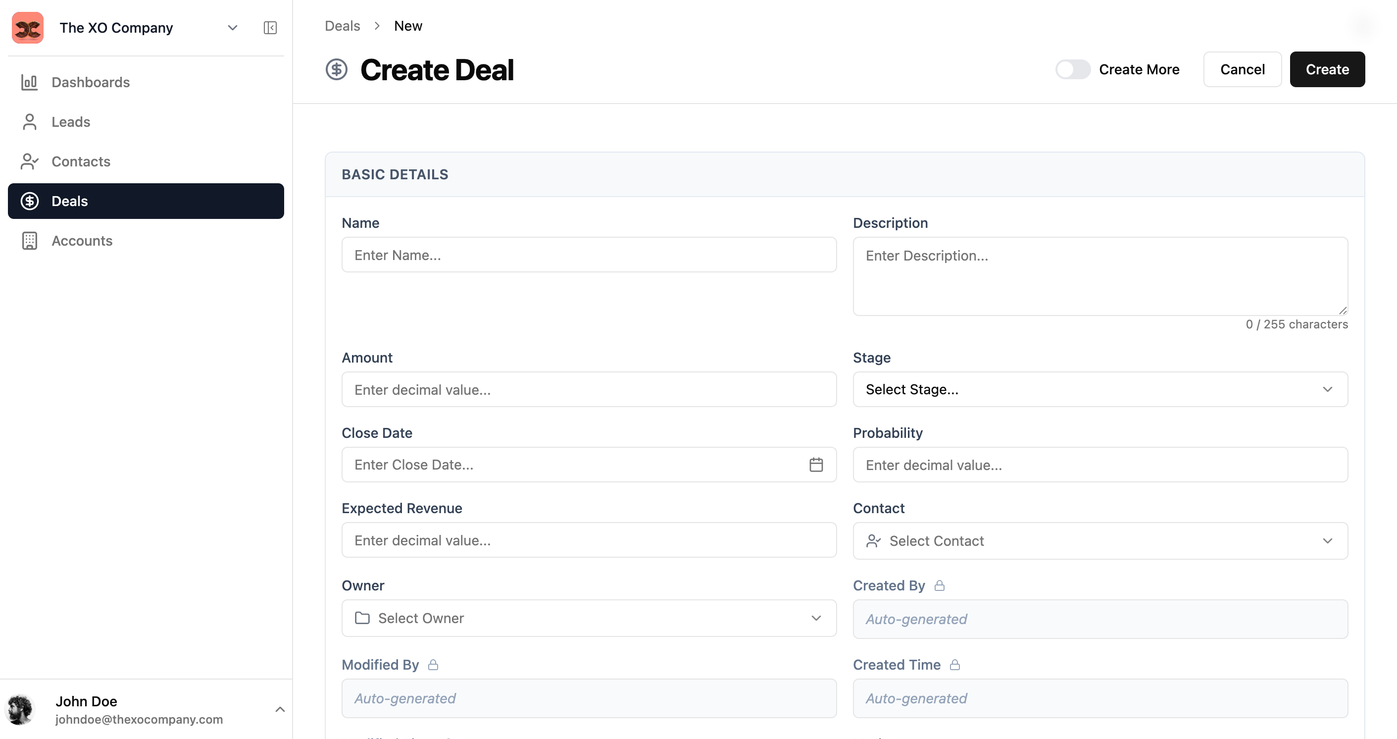 Create record form