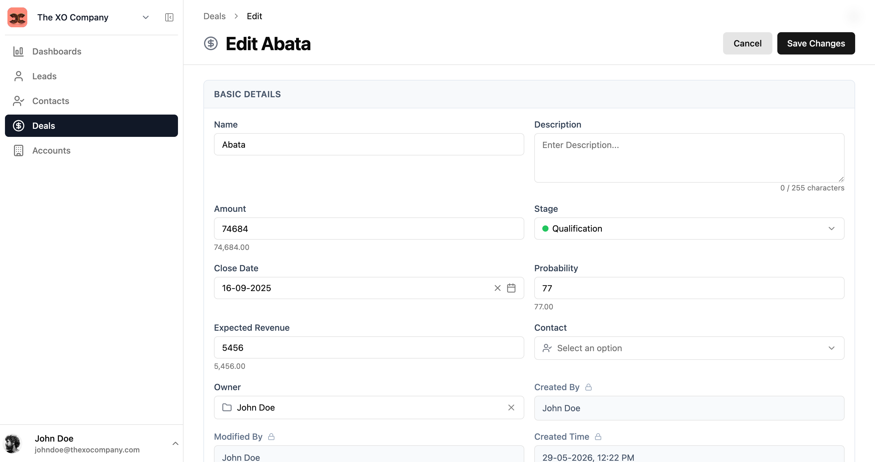 Edit record form